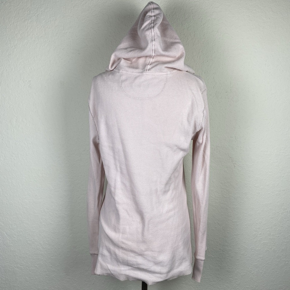 Y2K Polo Ralph Lauren Hoodie Womens M Pink Top Waffle Henley Twilight Grunge 90s - Picture 4 of 8